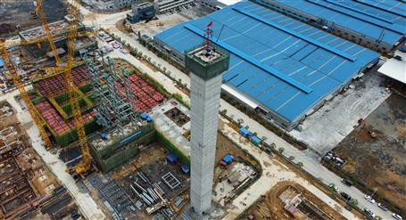 80米高煙囪、提前14天封頂！